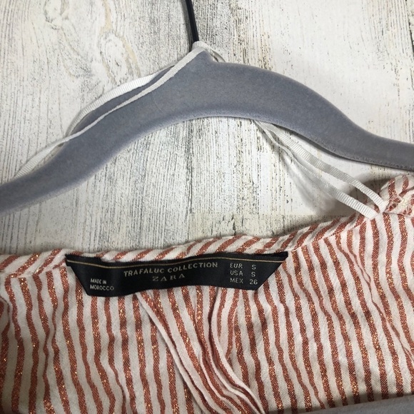 ZARA Trafaluc Collection Wrap Top Metallic Stripe - Picture 2 of 4